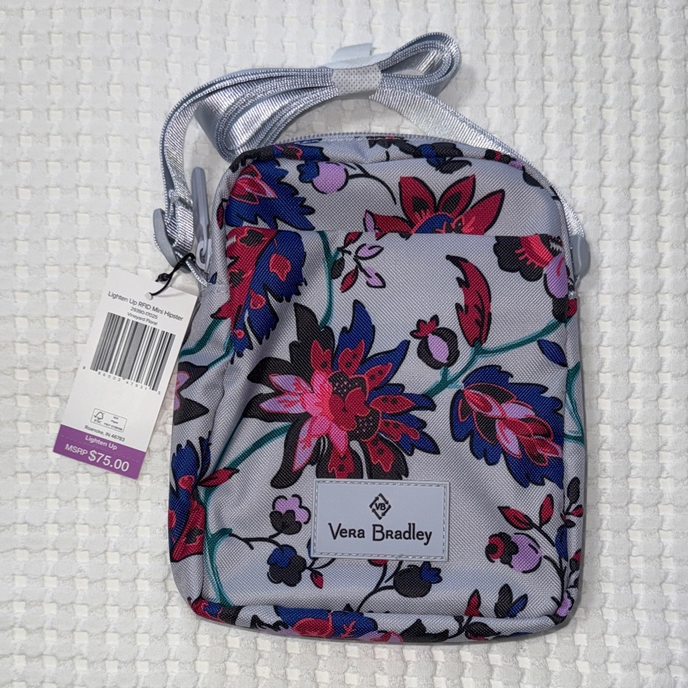 Vera Bradley Multicolor Floral lighten Up RFID Mini Hipster Crossbody Bag